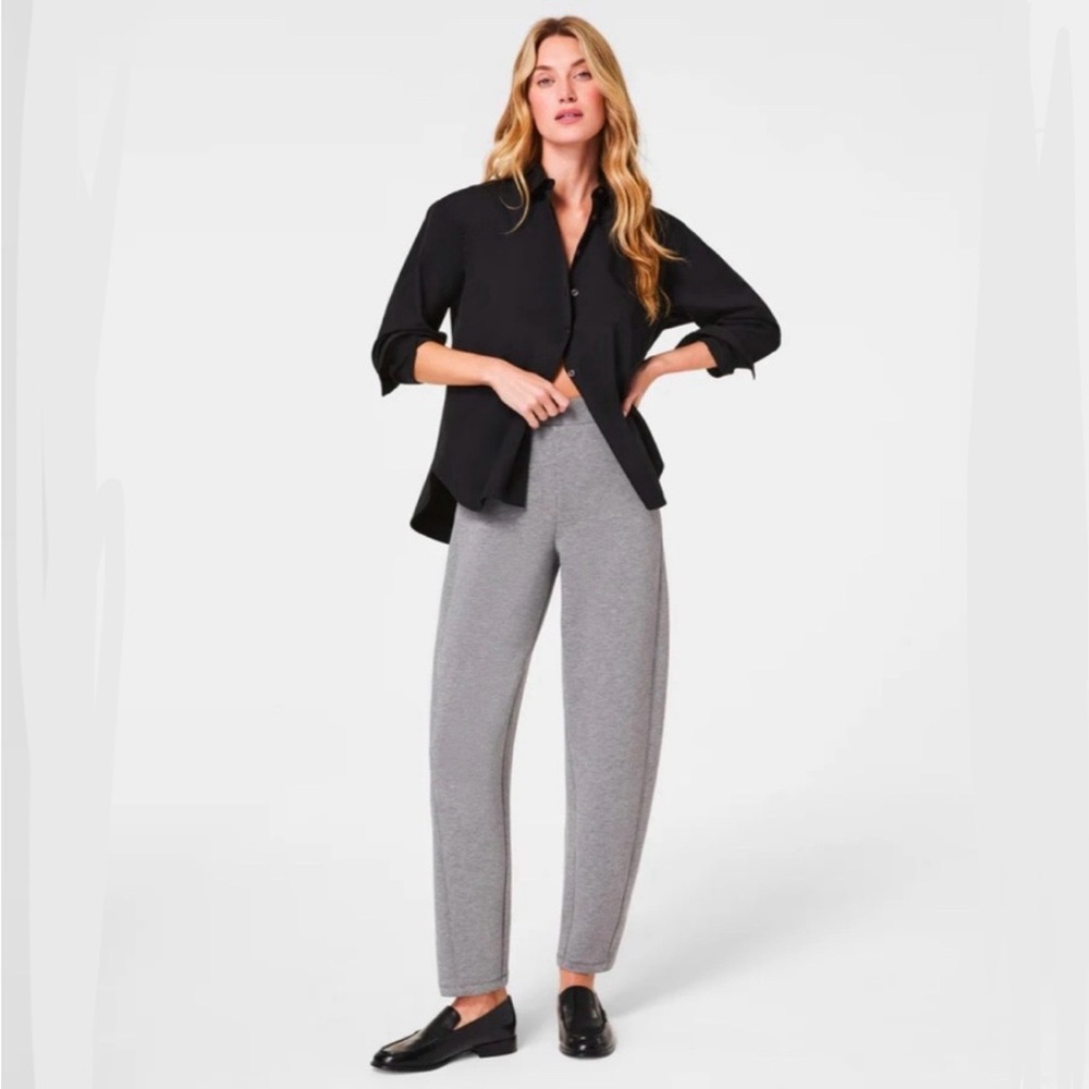 SPANX Air Essentials Medium Heather Grey Barrel Leg Pants size Medium - NEW